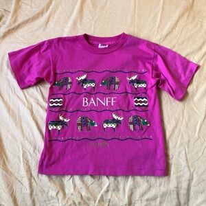 Vintage 90s 1990s Banff Canada Fabec Creations Tee Shirt Patterned Junior Medium